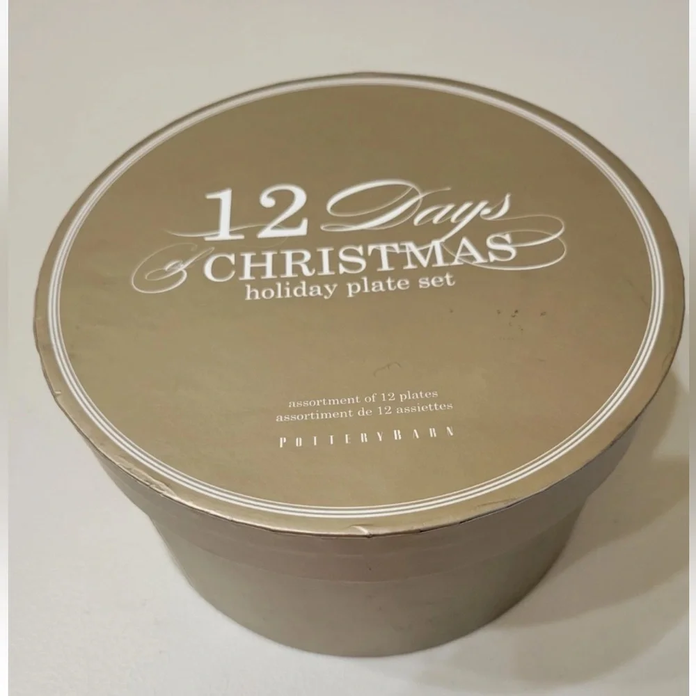 Pottery Barn Twelve Days Of Christmas Boxed Salad Plates, Mixed Set Of 12